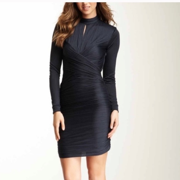 Halston Heritage Navy Long Sleeve Dress - Picture 1 of 11